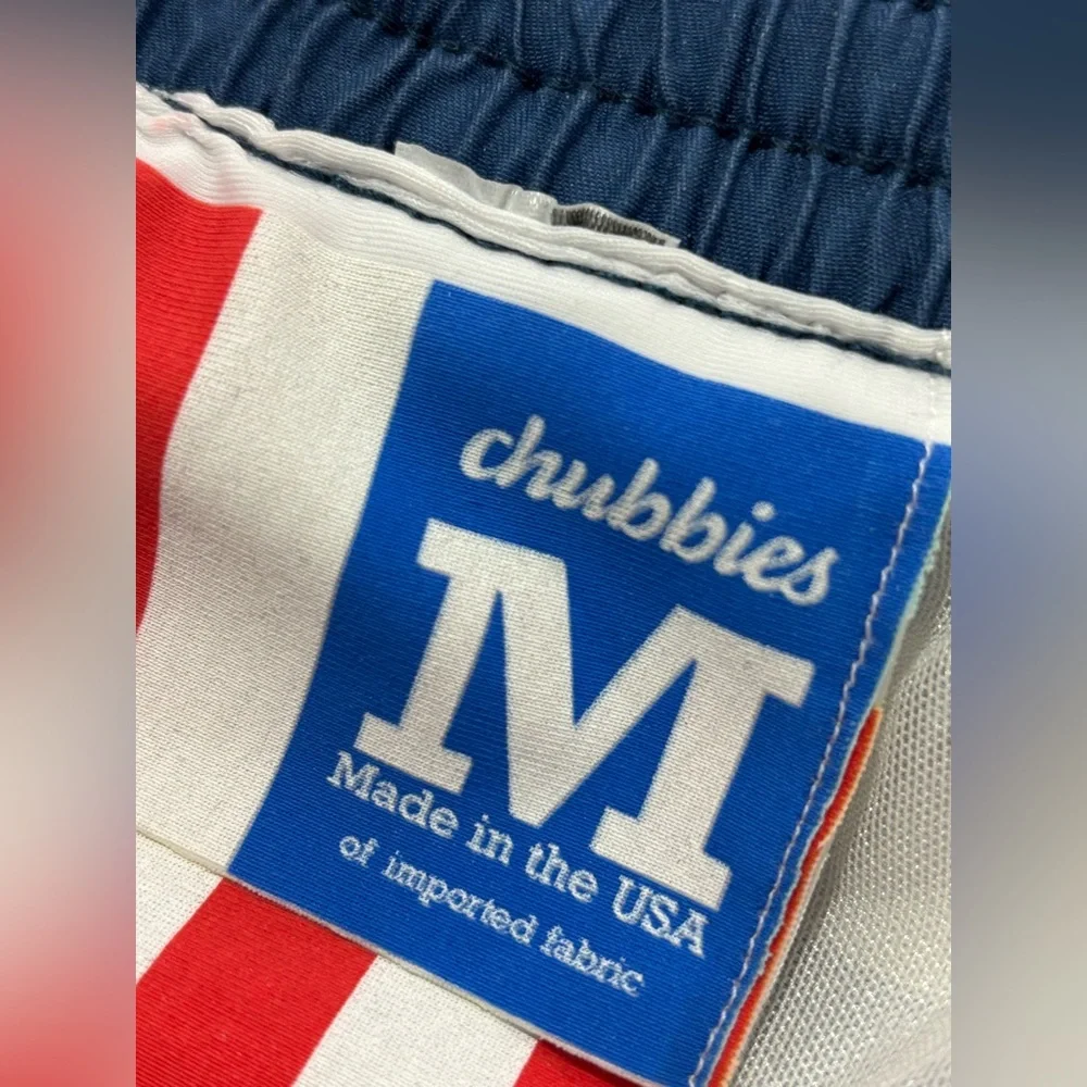 Chubbies Men's Striped Swim Trunks Shorts Medium Mesh Liner Blue Red Green White